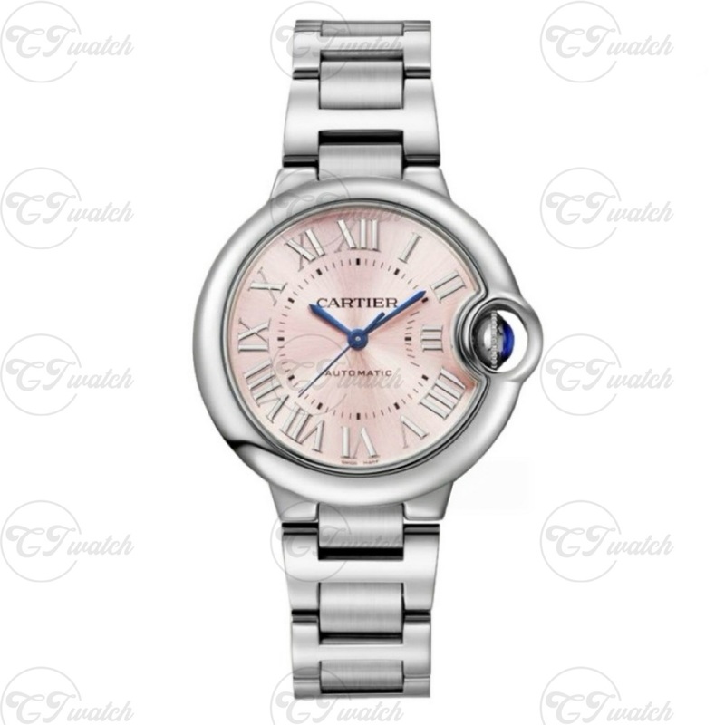 Cartier Ballon Bleu de Cartier 36mm Stainless Steel Automatic Watch with Pink Dial (Premium 1847 MC Movement, Exquisite Craftsmanship & Elegant Sophistication)