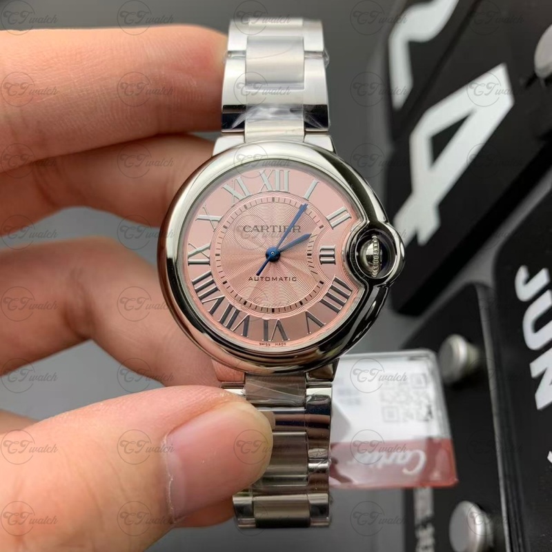 Cartier Ballon Bleu de Cartier 36mm Stainless Steel Automatic Watch with Pink Dial (Premium 1847 MC Movement, Exquisite Craftsmanship & Elegant Sophistication)