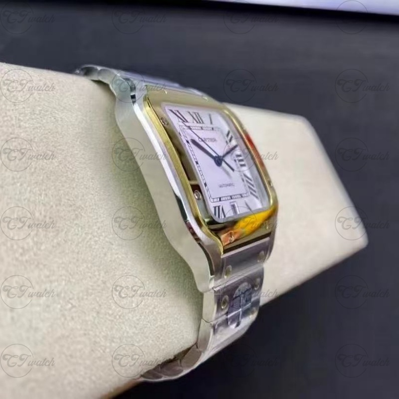 Cartier Santos de Cartier 39.8mm Two-Tone Automatic Watch with Stainless Steel & 18K Yellow Gold Bracelet (Premium 1847 MC Movement, Exquisite Craftsmanship & Iconic Heritage Design)