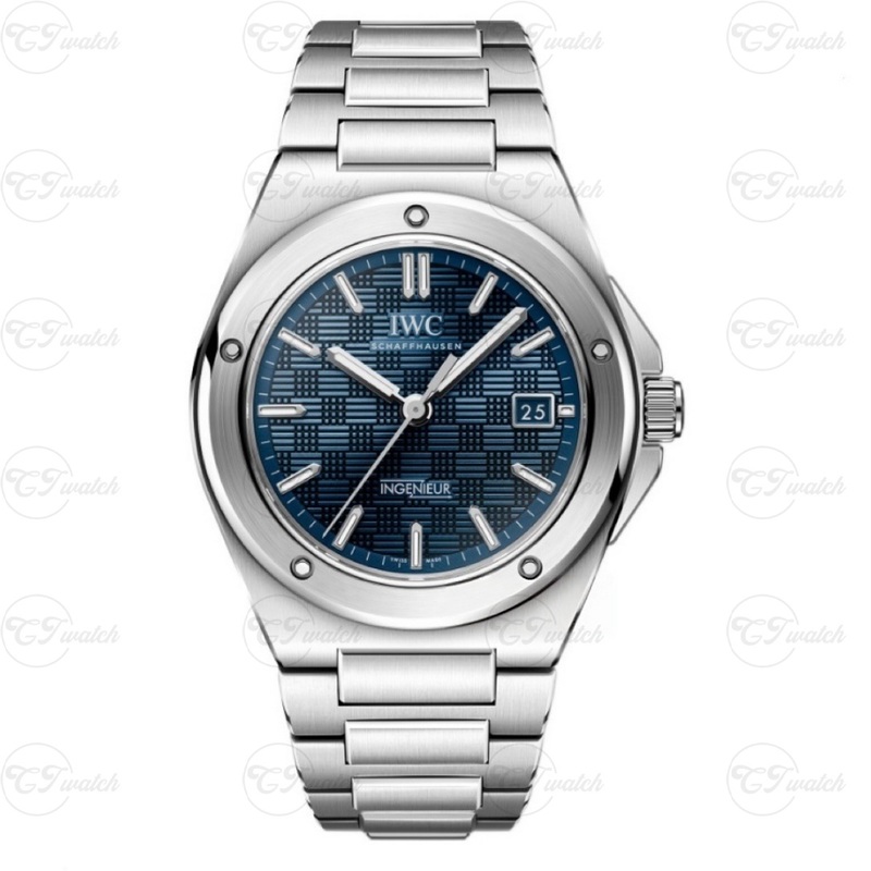 IWC Ingenieur Automatic 40mm Stainless Steel Watch with Blue Grid Dial (Premium 32111 Calibre Movement, Exquisite Craftsmanship & Iconic Genta-Inspired Design)