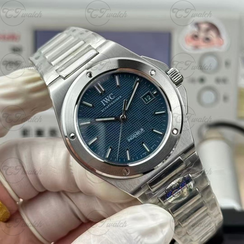 IWC Ingenieur Automatic 40mm Stainless Steel Watch with Blue Grid Dial (Premium 32111 Calibre Movement, Exquisite Craftsmanship & Iconic Genta-Inspired Design)
