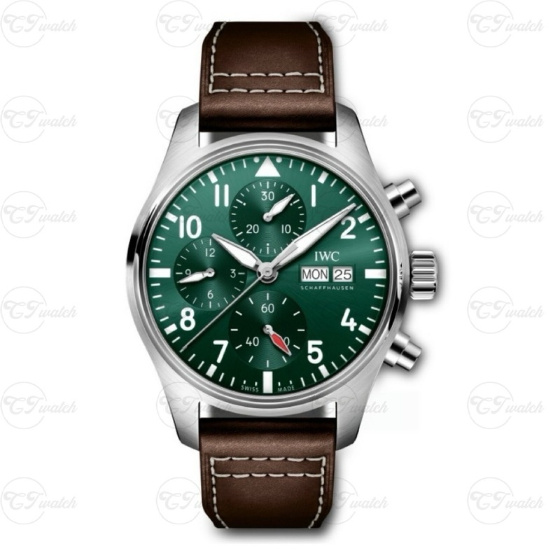 IWC Pilot’s Chronograph 43mm Stainless Steel Watch with green Dial (Premium 69385 Calibre Movement, Exquisite Craftsmanship & Iconic Aviation Heritage)