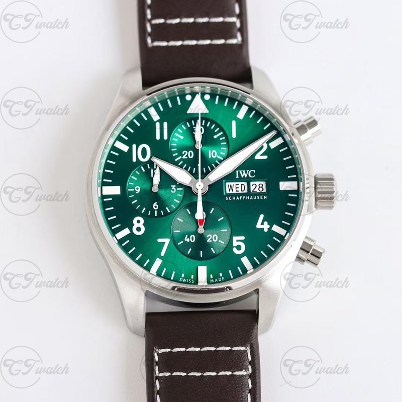 IWC Pilot’s Chronograph 43mm Stainless Steel Watch with green Dial (Premium 69385 Calibre Movement, Exquisite Craftsmanship & Iconic Aviation Heritage)