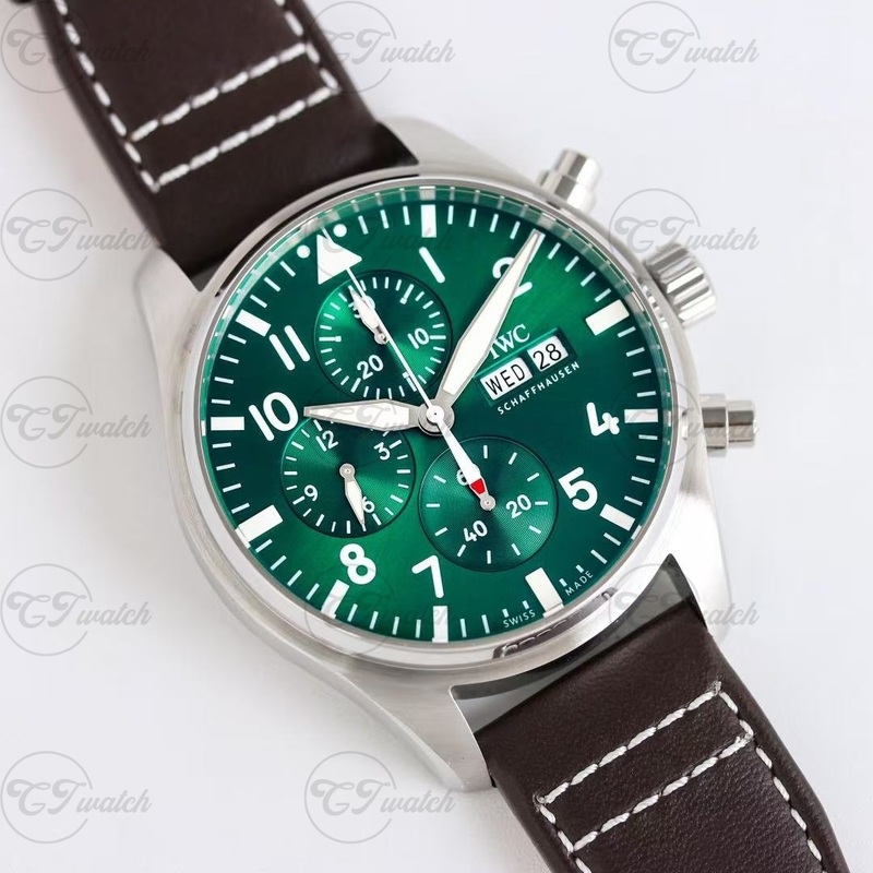 IWC Pilot’s Chronograph 43mm Stainless Steel Watch with green Dial (Premium 69385 Calibre Movement, Exquisite Craftsmanship & Iconic Aviation Heritage)