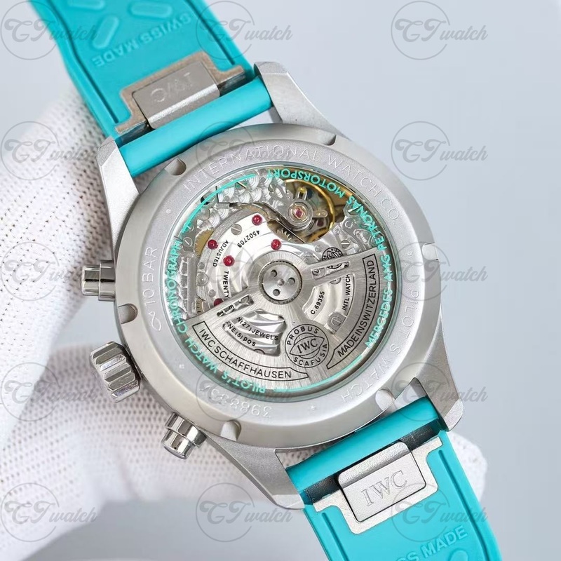 IWC Pilot’s Chronograph 43mm Stainless Steel Watch with Turquoise Accents (Premium 69385 Calibre Movement, Exquisite Craftsmanship & Bold Aviation Heritage)