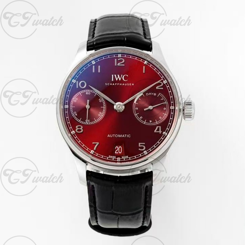 IWC Portugieser Automatic 40.4mm Stainless Steel Watch with Burgundy Dial (Premium 52010 Calibre Movement, Exquisite Craftsmanship & Timeless Heritage)