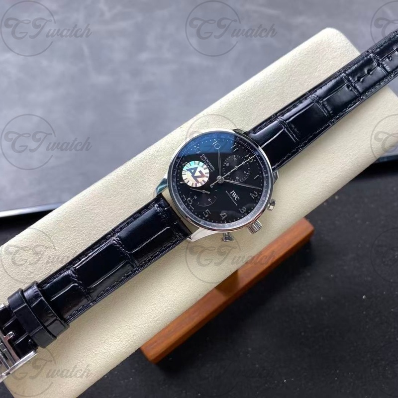 IWC Portugieser Chronograph 41mm Stainless Steel Watch with Black Dial (Premium 69355 Calibre Movement, Exquisite Craftsmanship & Timeless Heritage)