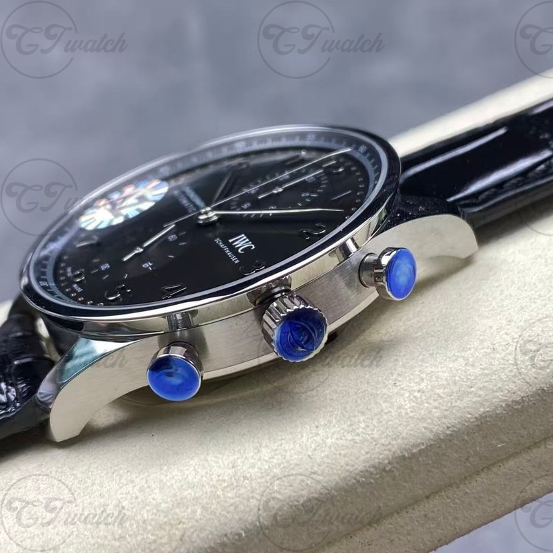 IWC Portugieser Chronograph 41mm Stainless Steel Watch with Black Dial (Premium 69355 Calibre Movement, Exquisite Craftsmanship & Timeless Heritage)