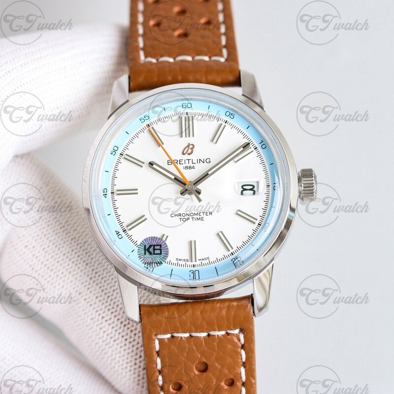 Breitling Top Time 41mm Stainless Steel Automatic Watch with Sky Blue Bezel (Premium Calibre 23 Movement, Exquisite Craftsmanship & Timeless Racing Heritage)