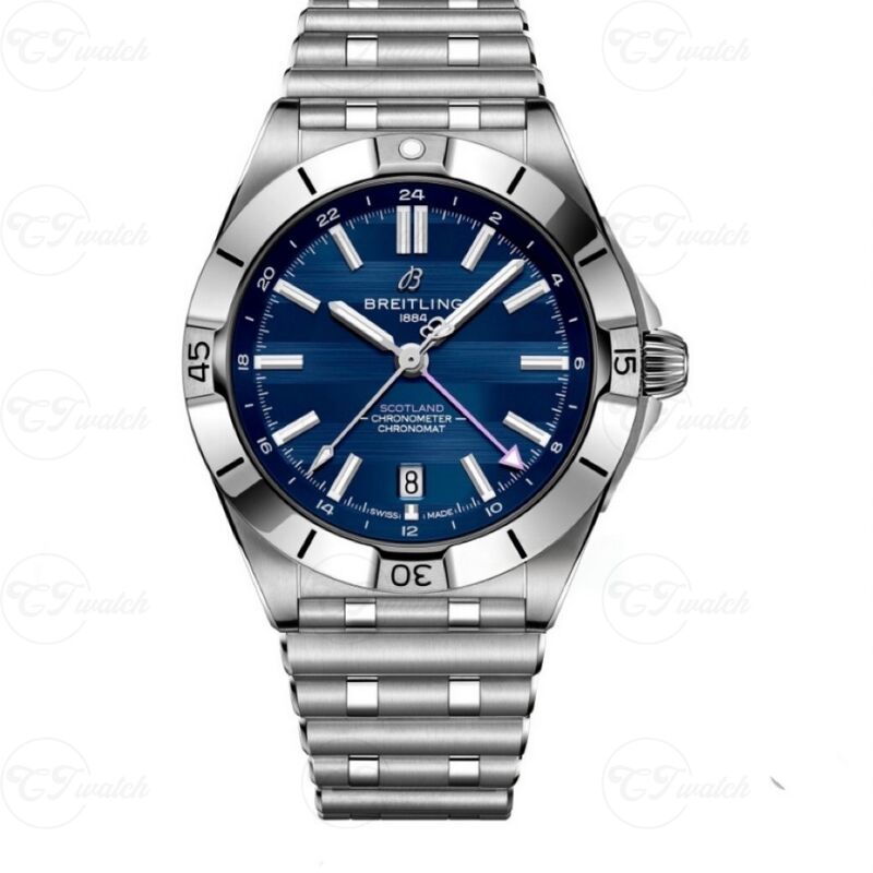 Breitling Chronomat GMT 42mm Stainless Steel Automatic Watch with Blue Dial (Premium Calibre 25 Movement, High-Precision Craftsmanship & Iconic Travel-Ready Design)