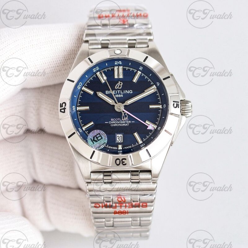 Breitling Chronomat GMT 42mm Stainless Steel Automatic Watch with Blue Dial (Premium Calibre 25 Movement, High-Precision Craftsmanship & Iconic Travel-Ready Design)