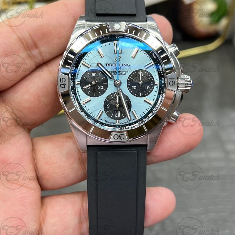 Breitling Chronomat B01 44mm Stainless Steel Chronograph Watch (Premium B01 Calibre Movement, High-Precision Craftsmanship & Sleek Sky-Blue Dial Design)