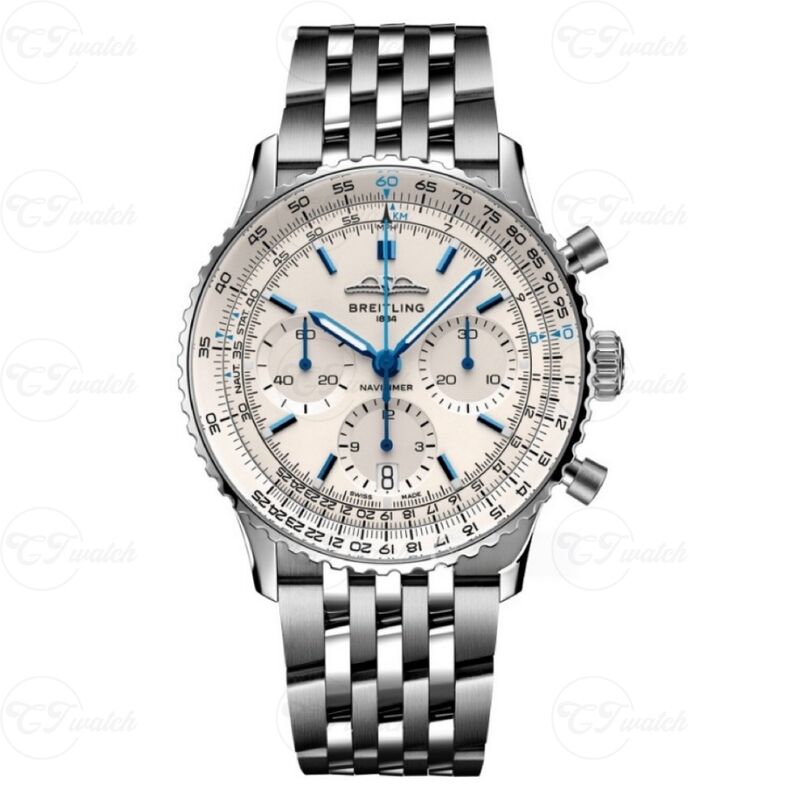 Breitling Navitimer B01 Horloge chronographe en acier inoxydable de 43 mm (mouvement de calibre B01 haut de gamme, savoir-faire de haute précision et design emblématique du patrimoine de l'aviation)