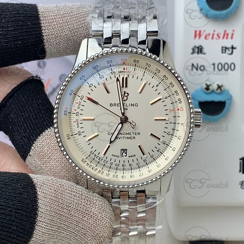 Breitling Navitimer Automatic 41mm en acier inoxydable (mouvement de calibre 17 premium, fabrication de haute précision et conception d'aviation intemporelle au cadran perle)