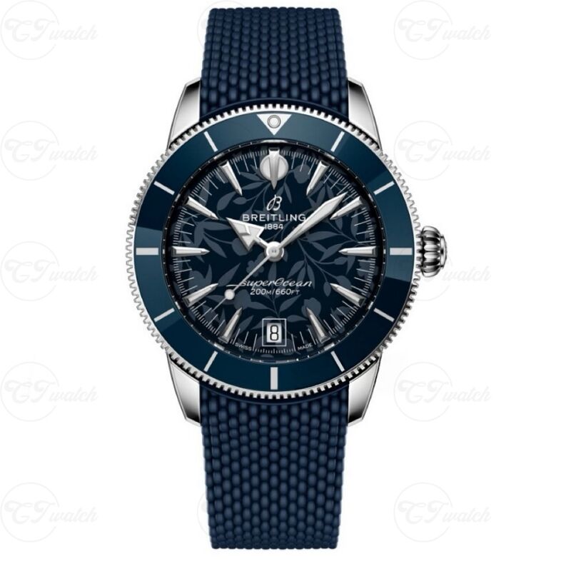 Breitling SuperOcean Automatic 36mm Stainless Steel Watch (Premium Calibre 10 Movement, High-Precision Craftsmanship & Elegant Navy Floral Dial Dive Design)