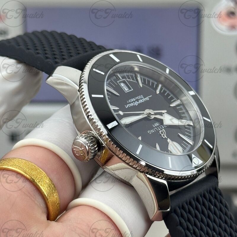 Breitling SuperOcean Automatic 36mm Stainless Steel Watch (Premium Calibre 10 Movement, High-Precision Craftsmanship & Elegant Navy Floral Dial Dive Design)