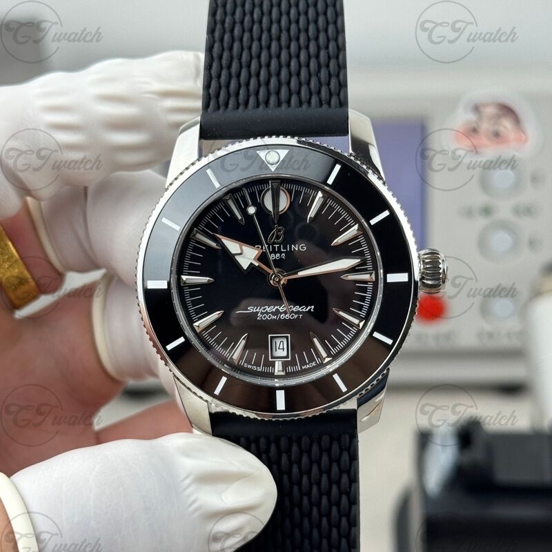 Breitling SuperOcean Automatic 36mm Stainless Steel Watch (Premium Calibre 10 Movement, High-Precision Craftsmanship & Elegant Navy Floral Dial Dive Design)