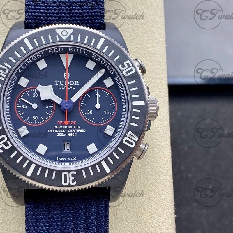 Tudor Black Bay Chrono 43mm Black-Ceramic Automatic Watch (Premium Cloned Calibre MT5813 Movement, High-Precision Craftsmanship & Red Bull Racing Navy Dial Design)