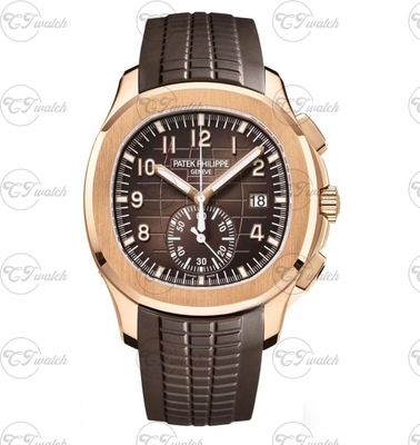 Patek Philippe Aquanaut 5968R Rose Gold Chronograph Brown Dial Super Clone Automatic Luxury Watch Men