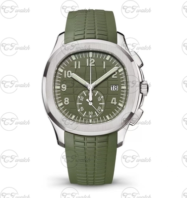 Patek Philippe Aquanaut 5968R steel belt  Chronograph green Dial Super Clone Automatic Luxury Watch Men