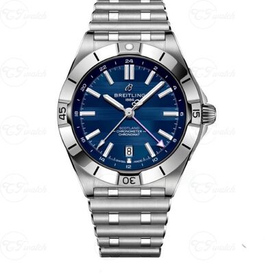 Breitling Chronomat GMT 42mm Stainless Steel Automatic Watch with Blue Dial (Premium Calibre 25 Movement, High-Precision Craftsmanship & Iconic Travel-Ready Design)