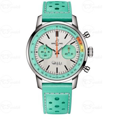 Breitling Top Time B01 Chronographe en acier inoxydable de 42 mm (mouvement de calibre B01 haut de gamme, savoir-faire de haute précision et conception dynamique du cadran de course vert menthe)