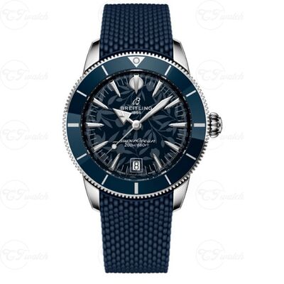 Breitling SuperOcean Automatic 36mm Stainless Steel Watch (Premium Calibre 10 Movement, High-Precision Craftsmanship & Elegant Navy Floral Dial Dive Design)